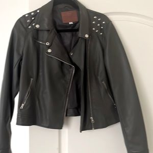 Faux leather moto jacket